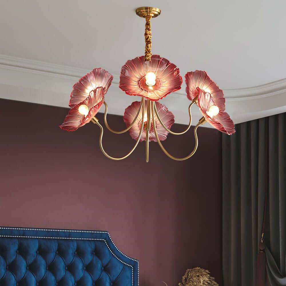 Lustre en verre moderne au design de fleur de lotus
