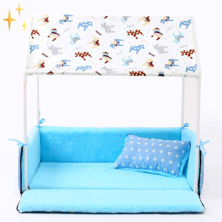 Grotte de couchage en polaire confortable avec toit et oreiller