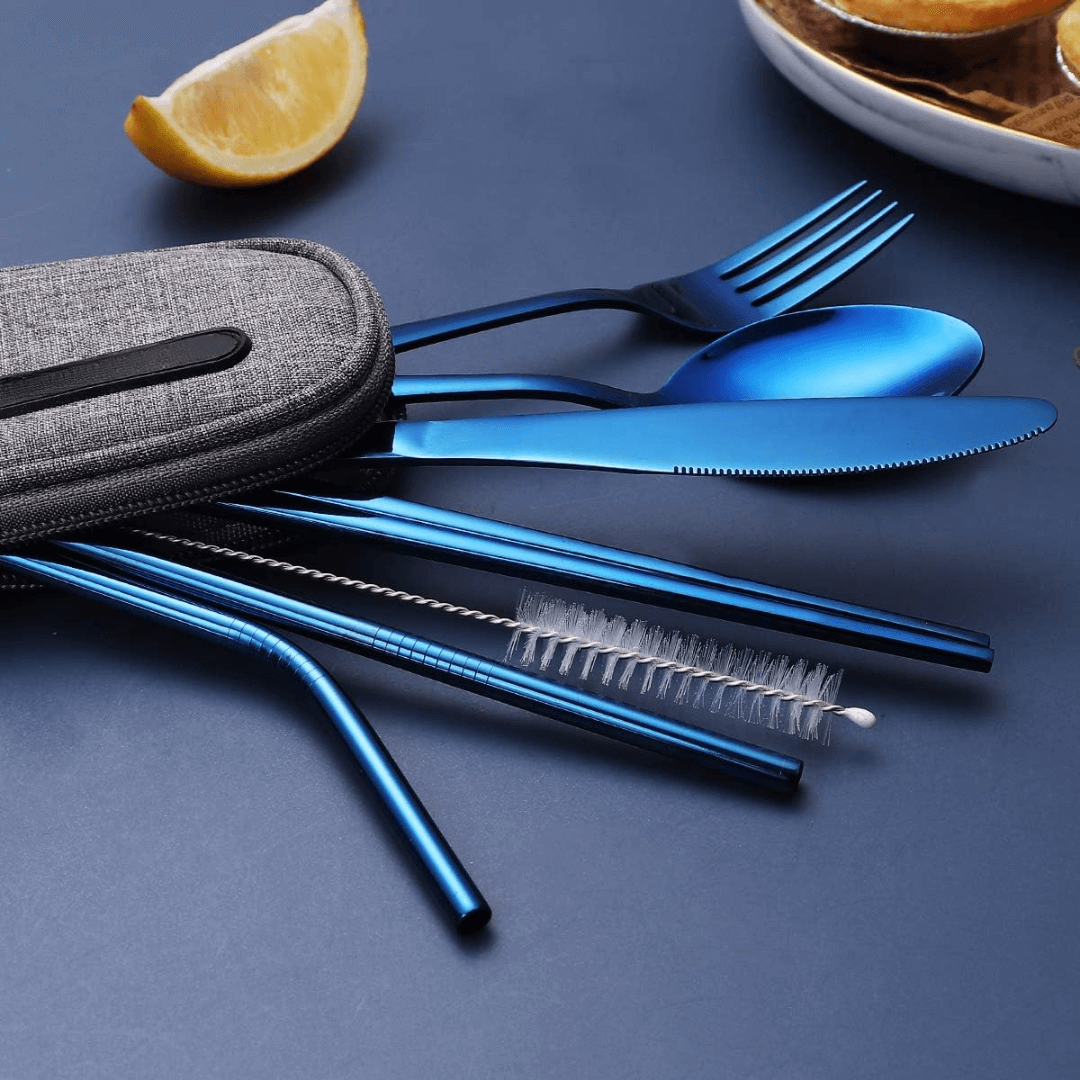 Ensemble de couverts portables en acier inoxydable - compagnon de voyage