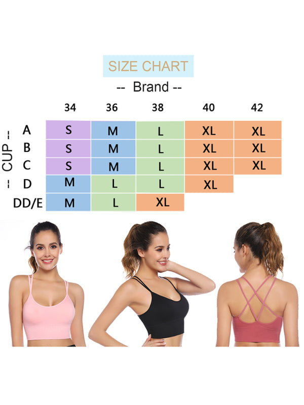 "3er Pack gepolsterter Damen Sport-BH, crisscross Design, nahtlos, für Yoga und Fitness, vielseitige Farben"