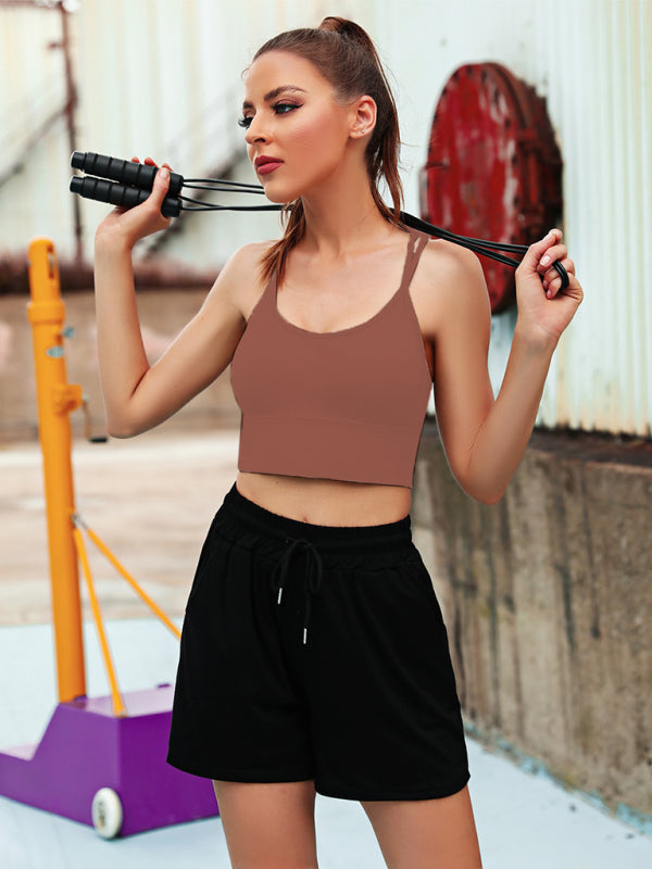 "3er Pack gepolsterter Damen Sport-BH, crisscross Design, nahtlos, für Yoga und Fitness, vielseitige Farben"