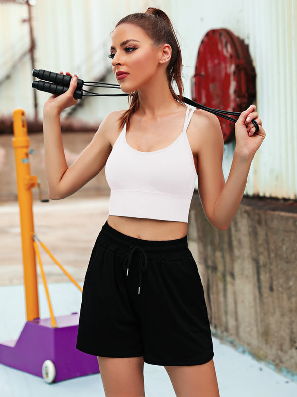 "3er Pack gepolsterter Damen Sport-BH, crisscross Design, nahtlos, für Yoga und Fitness, vielseitige Farben"