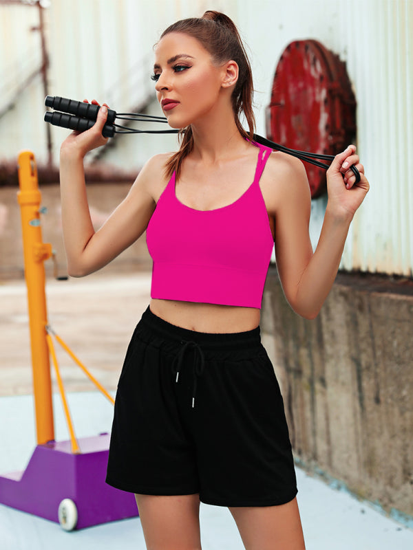 "3er Pack gepolsterter Damen Sport-BH, crisscross Design, nahtlos, für Yoga und Fitness, vielseitige Farben"