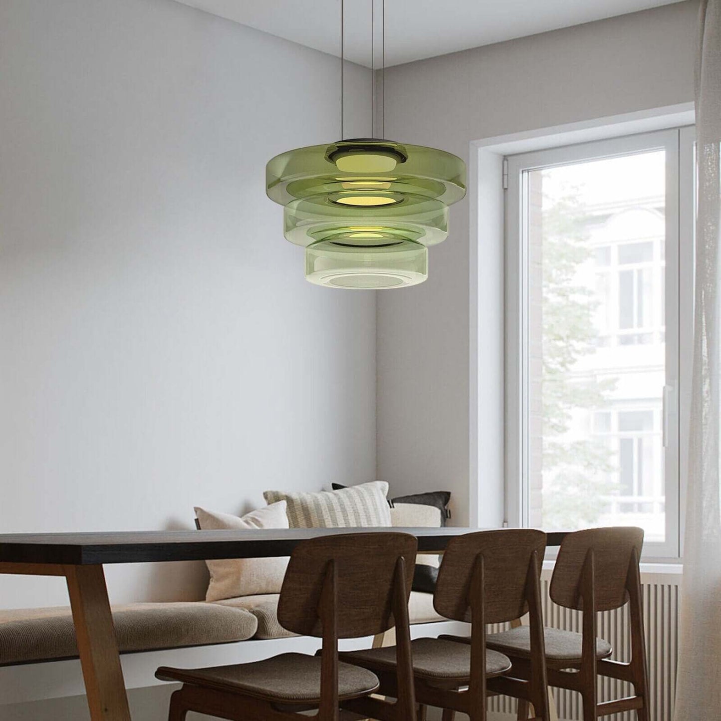 Elegante Bauhaus Glas-Hängeleuchte