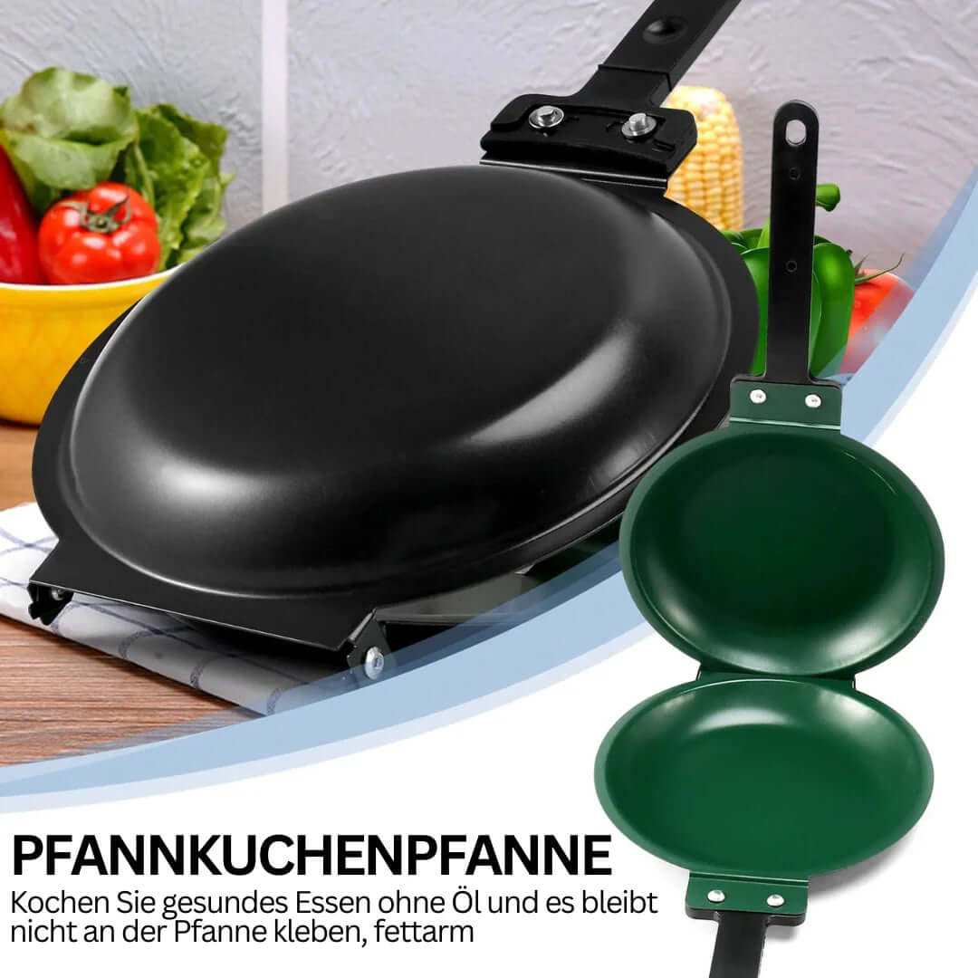 Wende-Pfanne mit Antihaftbeschichtung & Klappgriff