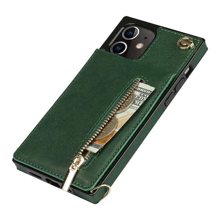 "3in1 Handyhülle mit Kartenfach und Umhängetasche in elegantem Design, ideal für Alltag und Reisen."