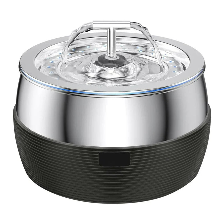 3L Edelstahl Trinkbrunnen mit Doppelauslauf, leiser Betrieb, modernes Design, ideal für Mehrtierhaushalte, fördert Hydration.