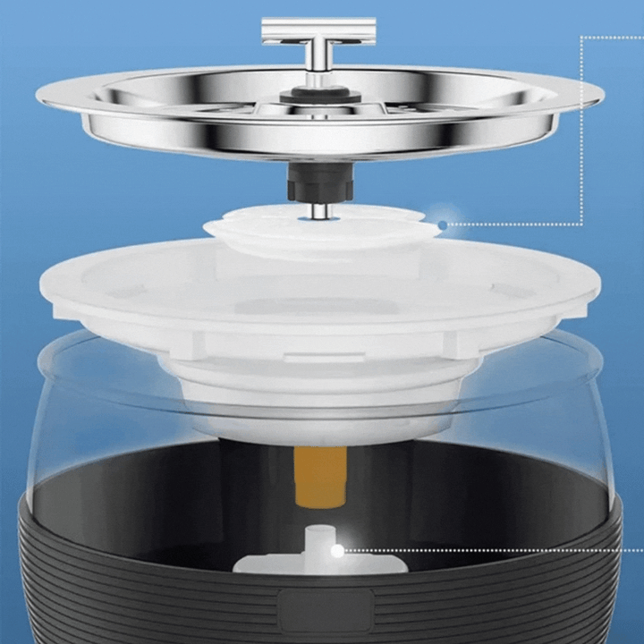 3L Edelstahl Trinkbrunnen mit Doppelauslauf, leiser Betrieb, modernes Design, ideal für Mehrtierhaushalte, fördert Hydration.