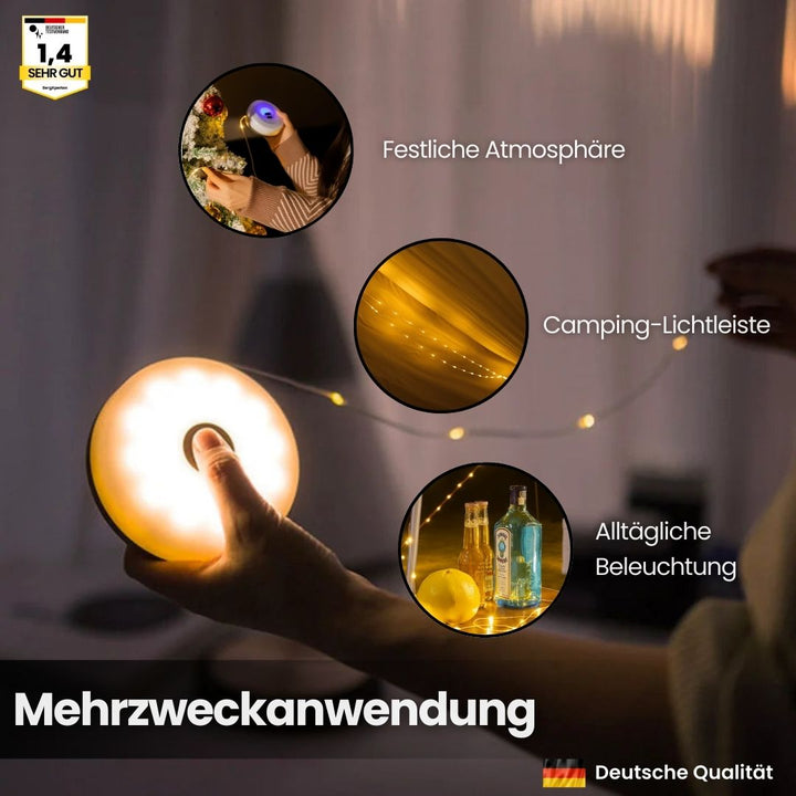 "4-in-1 Camplight, wasserdicht, multifunktional, schwarz-gold, ideal für Camping, Nachtbeleuchtung, Powerbank integriert"