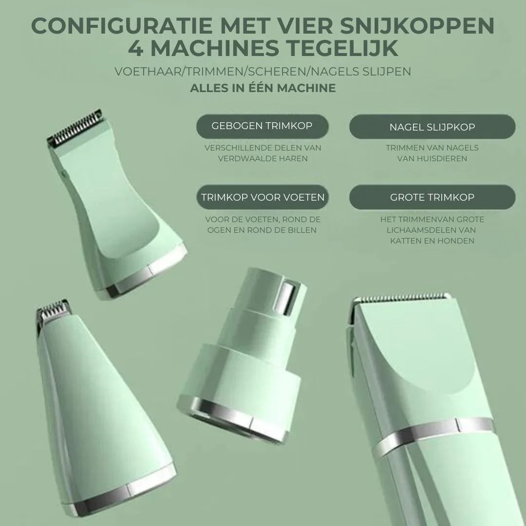 "4-in-1 Tierpflege-Trimmer für Fell- und Klauenpflege, kompaktes Design, ideal für Haustiere, ergonomisch, leise"