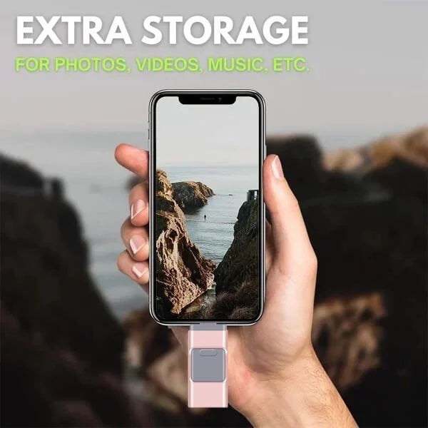 4-in-1 USB-Flash-Laufwerk, multifunktional, hochgeschwindigkeit, robuster silberner Körper, universelle Kompatibilität.