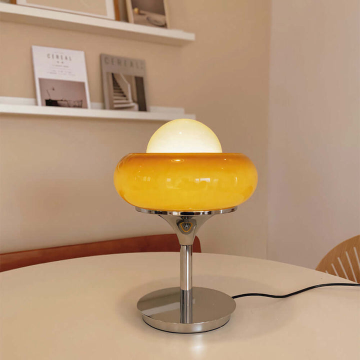 Lampe de table vintage Bauhaus en verre jaune