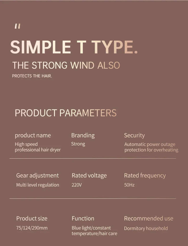 Sèche-cheveux 2400W avec technologie ionique - Séchage rapide et doux