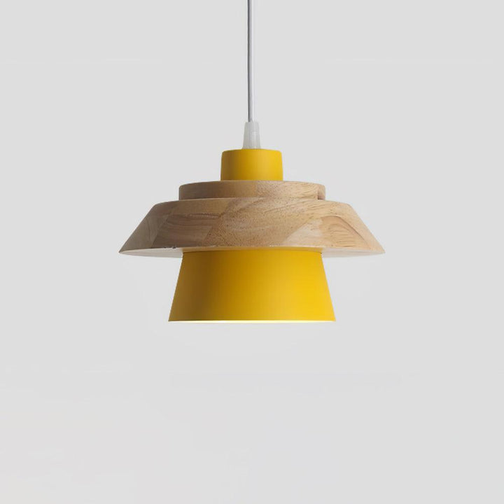 Lampe suspendue design en bois et pierre