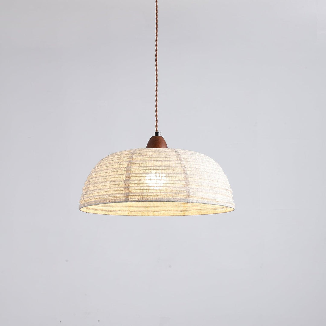 Lampe à suspension en bois et tissu