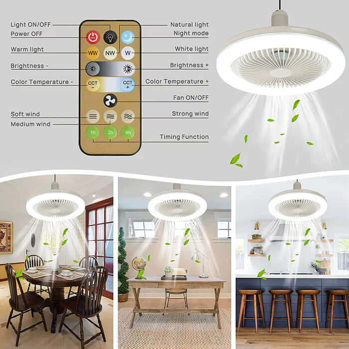 Ventilateur de plafond avec lumière LED et télécommande