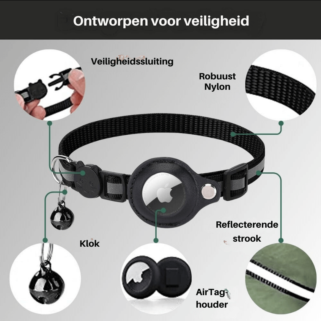 Katzenhalsband mit Sicherheitsverschluss & GPS-Tracker Halterung