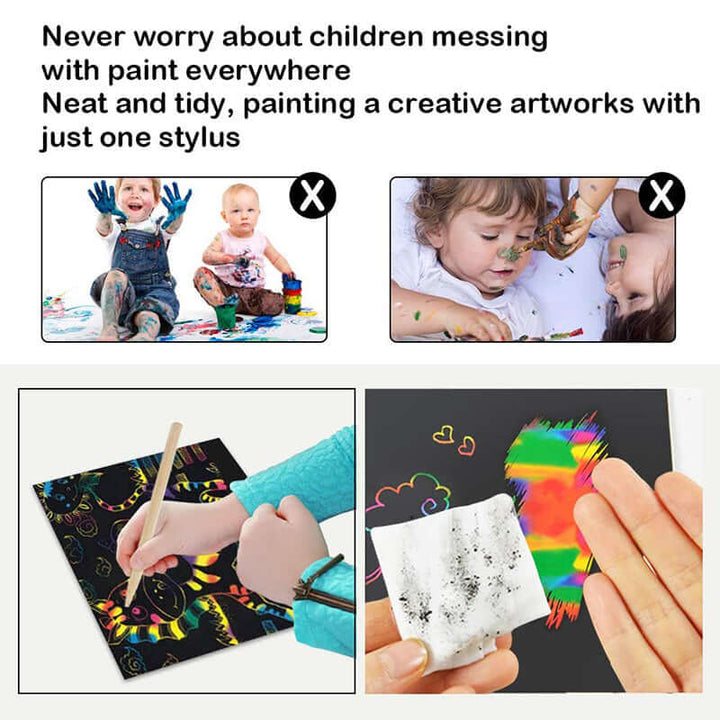 Regenbogen Kratzbilder Set - Kreativ Set mit 50 Karten