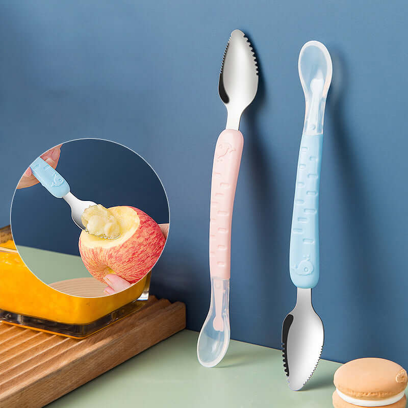 Lot de 2 cuillères en silicone pour bébé - Alimentation douce et sûre
