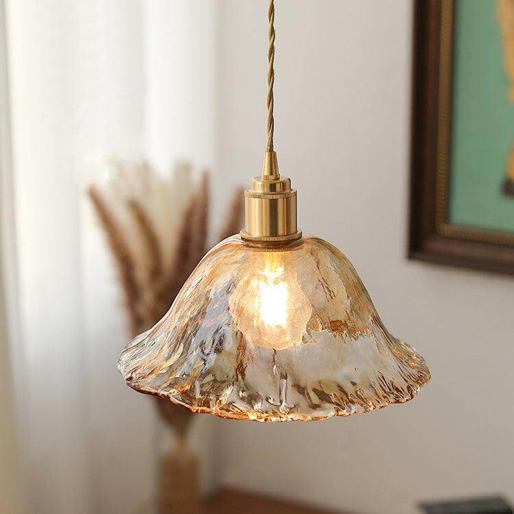 Suspension vintage en verre marron clair