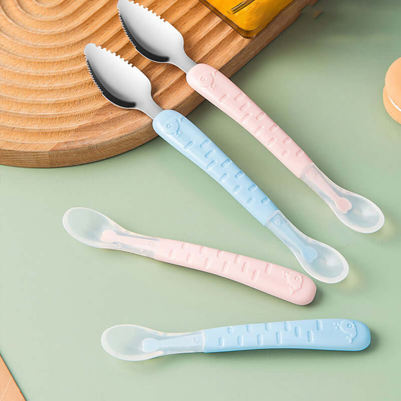 Lot de 2 cuillères en silicone pour bébé - Alimentation douce et sûre