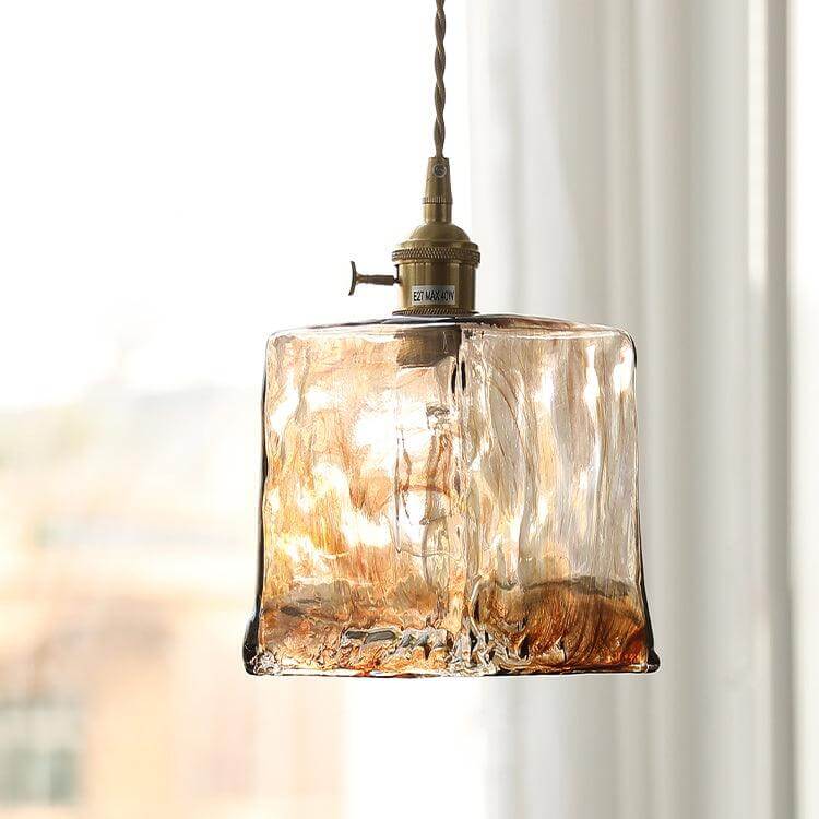 Suspension vintage en verre marron clair