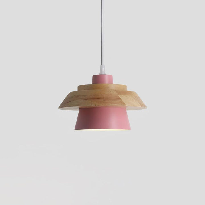 Lampe suspendue design en bois et pierre