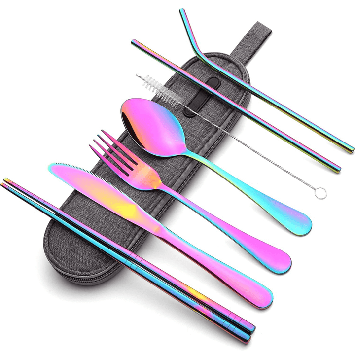 Ensemble de couverts portables en acier inoxydable - compagnon de voyage
