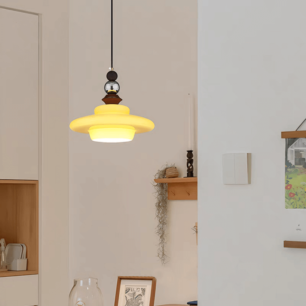 Élégante suspension en verre beige