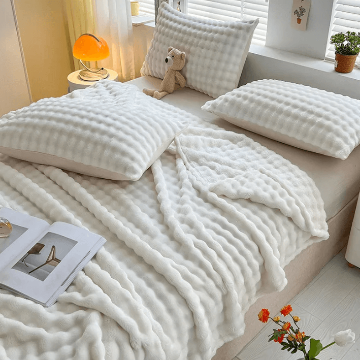 Couverture polaire douillette avec structure à bulles 3D