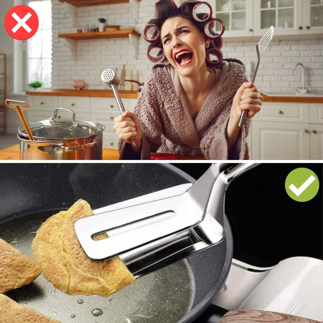 Spatule à griller et à frire double face en acier inoxydable