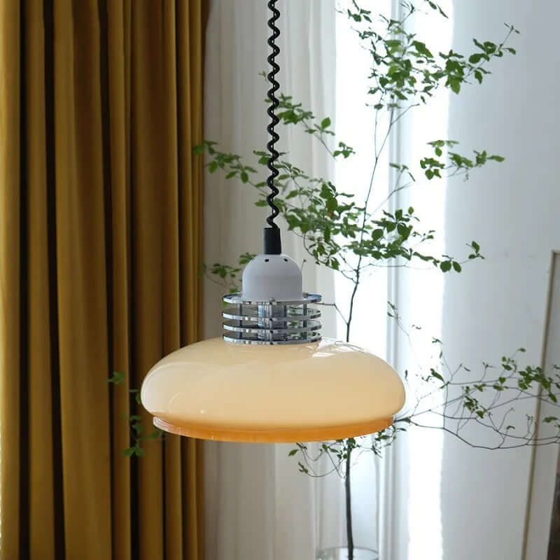 Orange Bauhaus Glas Hängeleuchte