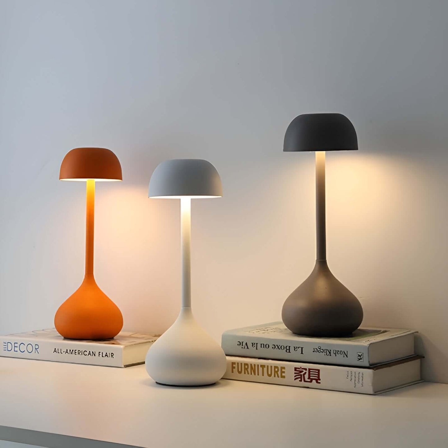 Lampe de table LED sans fil à intensité variable - design champignon