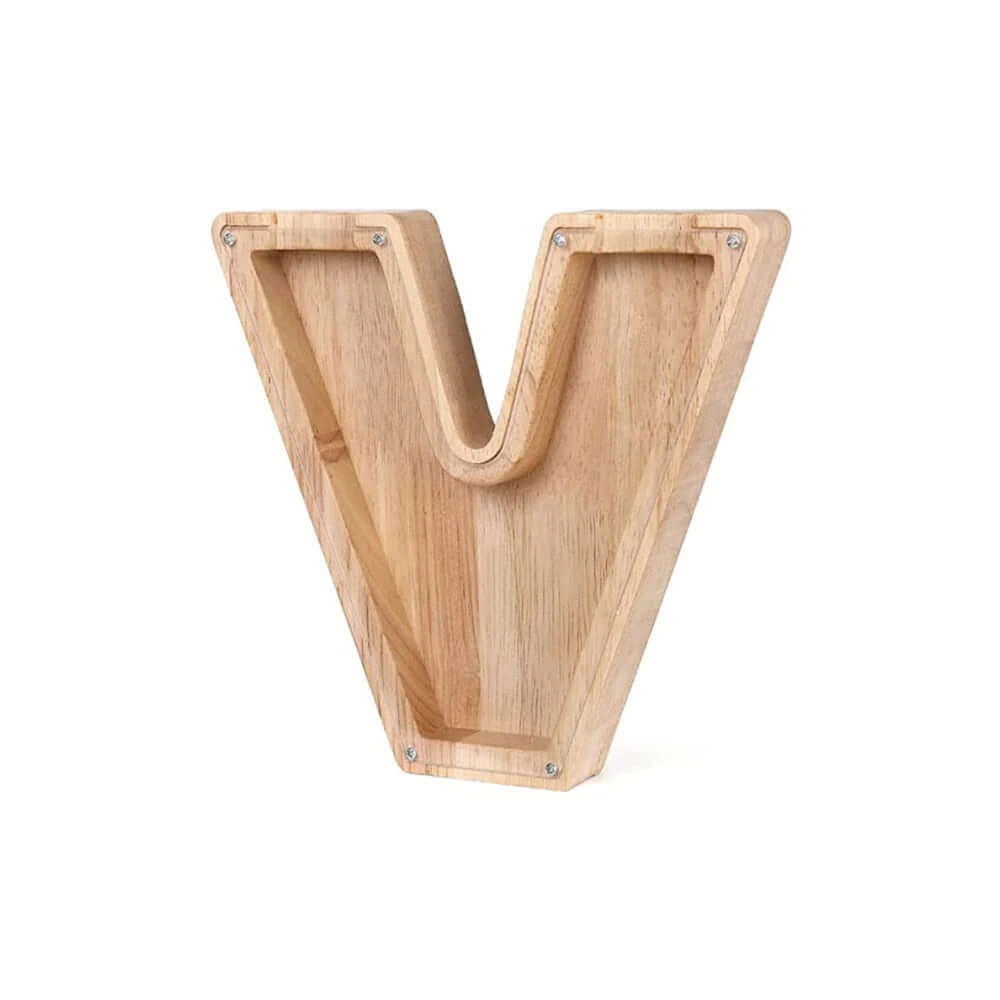 Tirelire en bois avec fenêtre de visualisation - motif alphabet