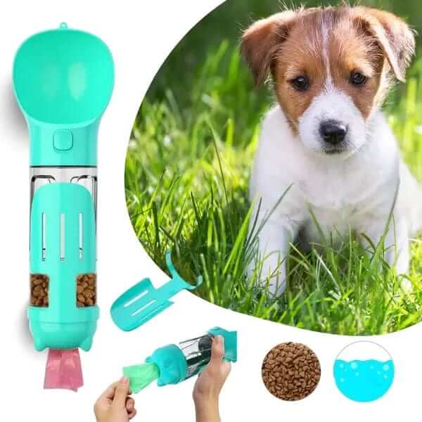 3-in-1 Hunde Trinkflasche Wassernapf Futterbehälter