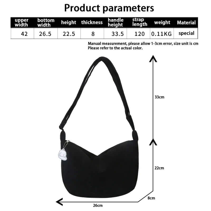 Sac à bandoulière en velours côtelé pour femme