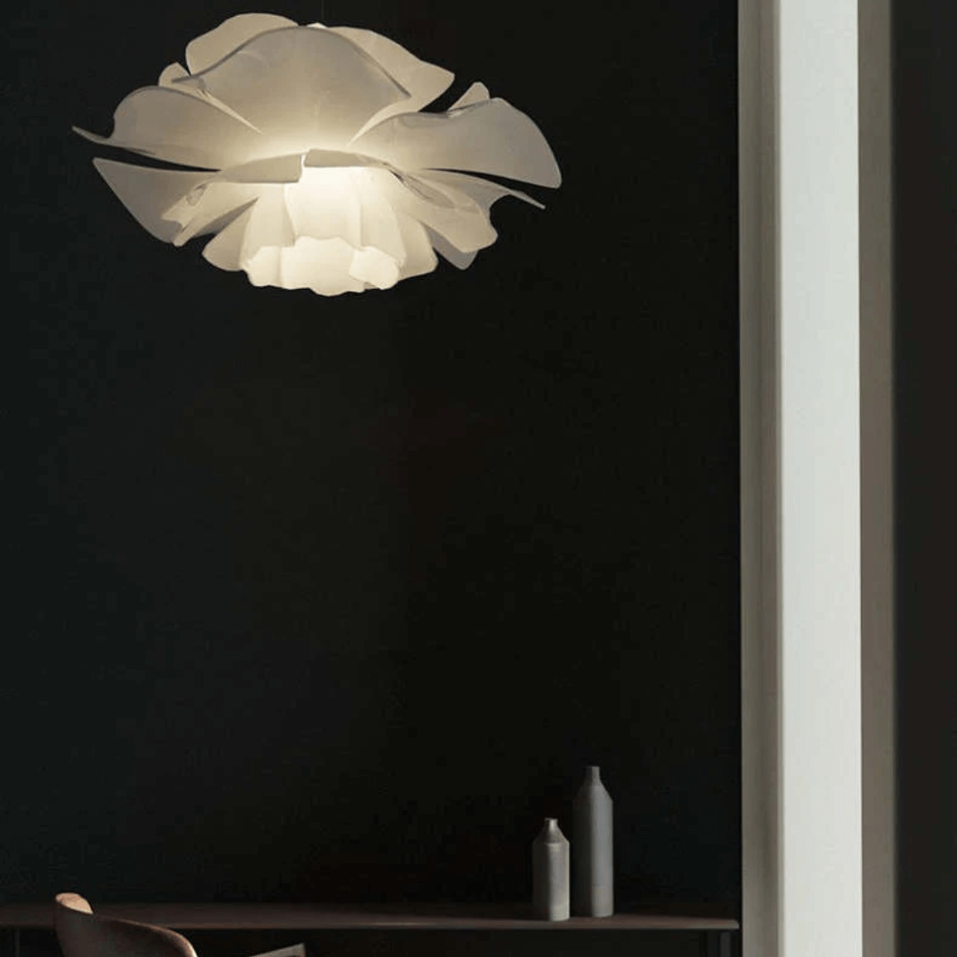 Lampe suspendue moderne fleur en métal blanc