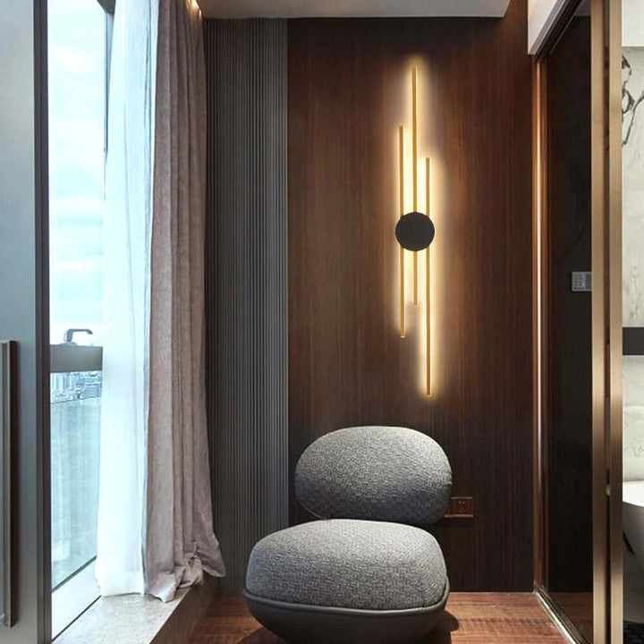 Applique murale LED industrielle moderne dorée et noire