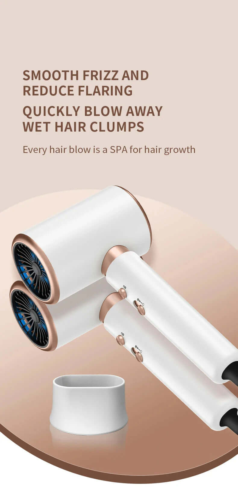 Sèche-cheveux 2400W avec technologie ionique - Séchage rapide et doux