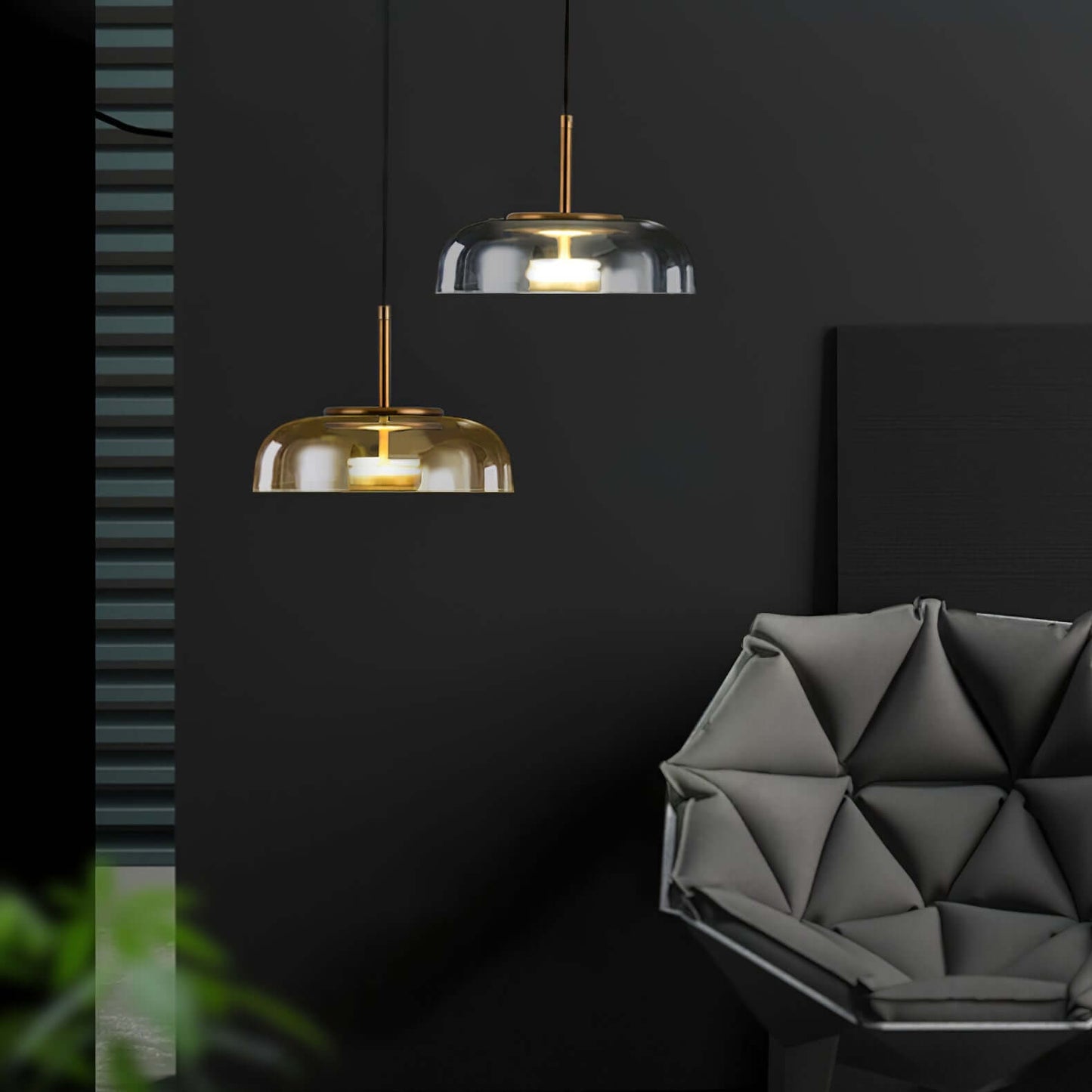 Moderne Pendelleuchte - Messing & Glas