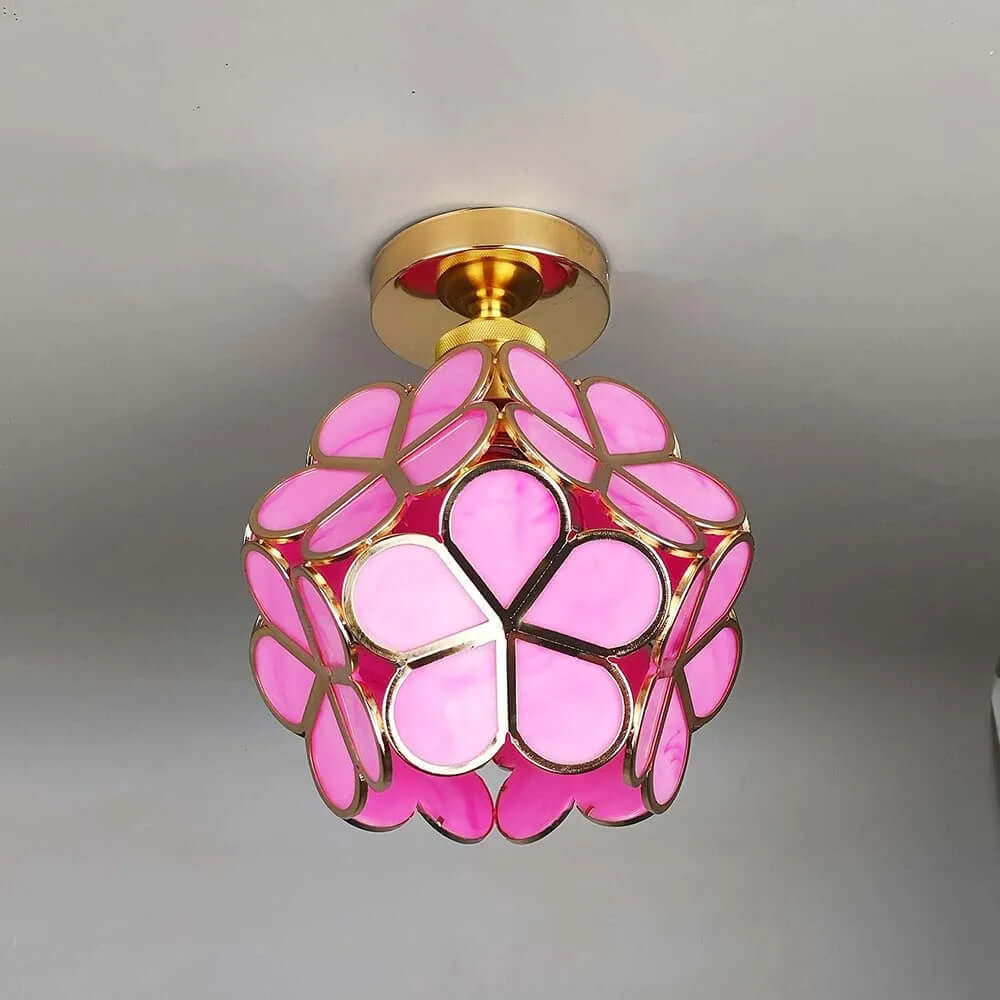 Blumen Design Glas Deckenleuchte Flur