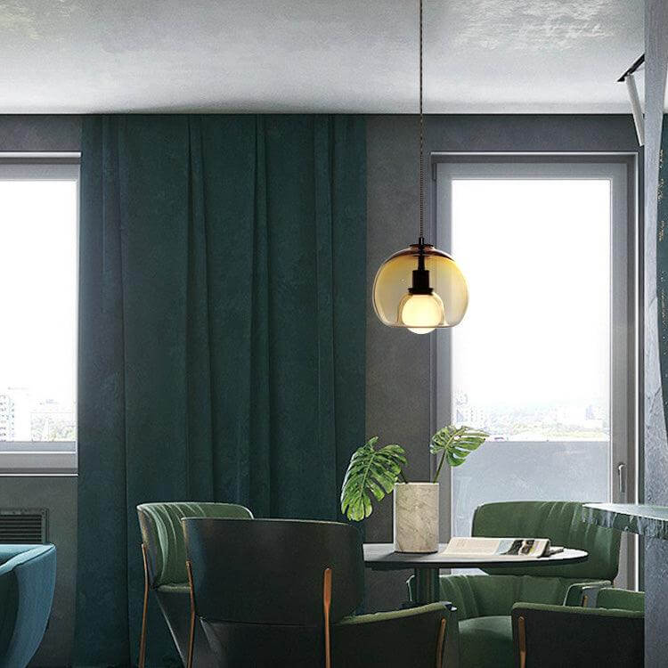 Suspension moderne - métal et verre