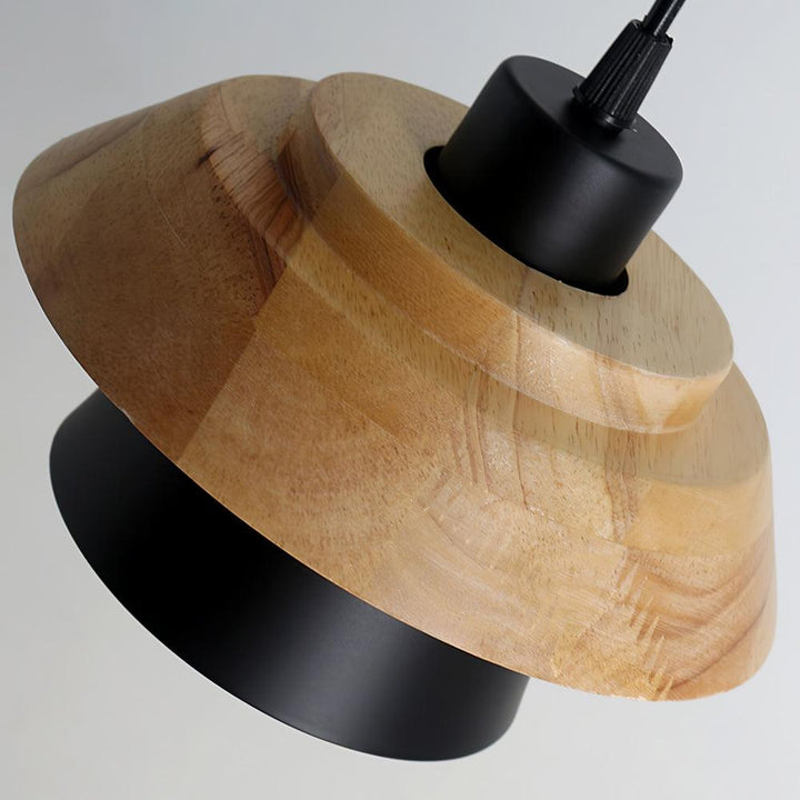 Lampe suspendue design en bois et pierre