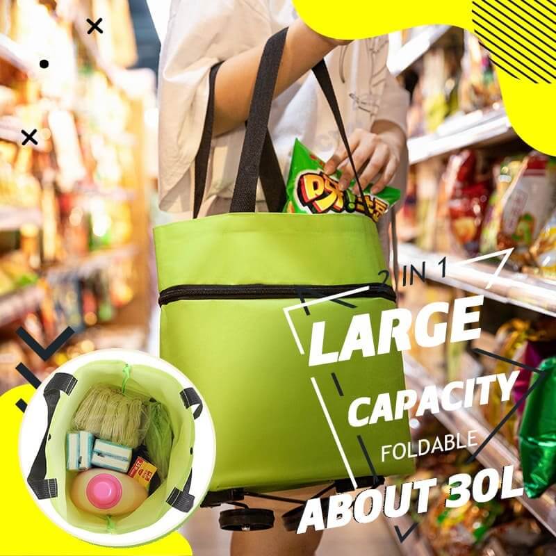 2-in-1 Einkaufstasche mit Rollen, 30 kg Tragkraft