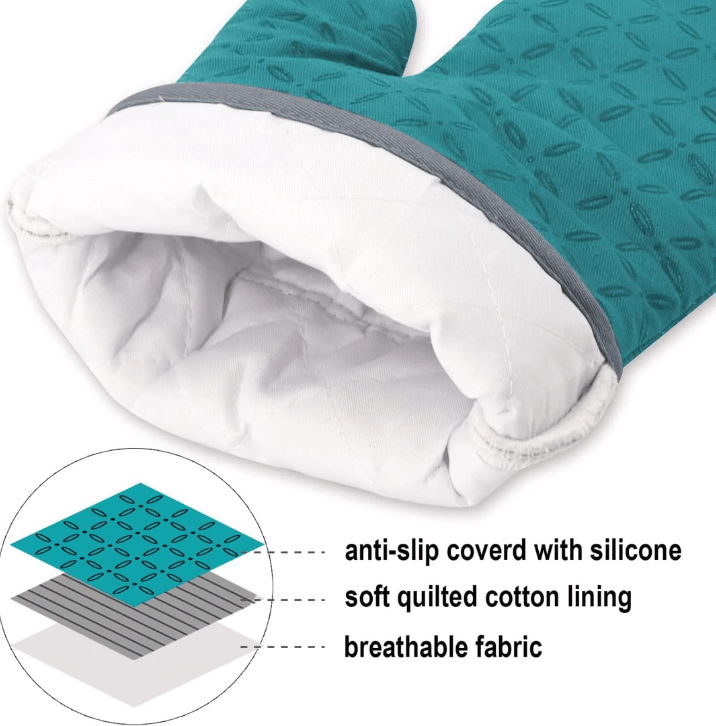 Ensemble de 6 gants de cuisine et maniques résistants à la chaleur