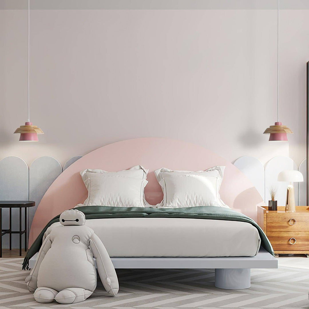 Lampe suspendue design en bois et pierre