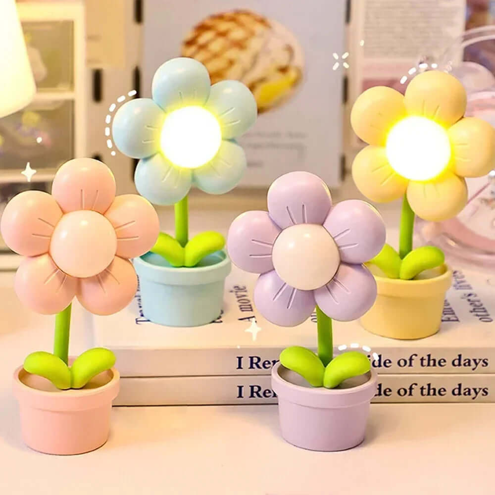 Lampe de table LED à fleurs - Lampe décorative à lumière d'ambiance