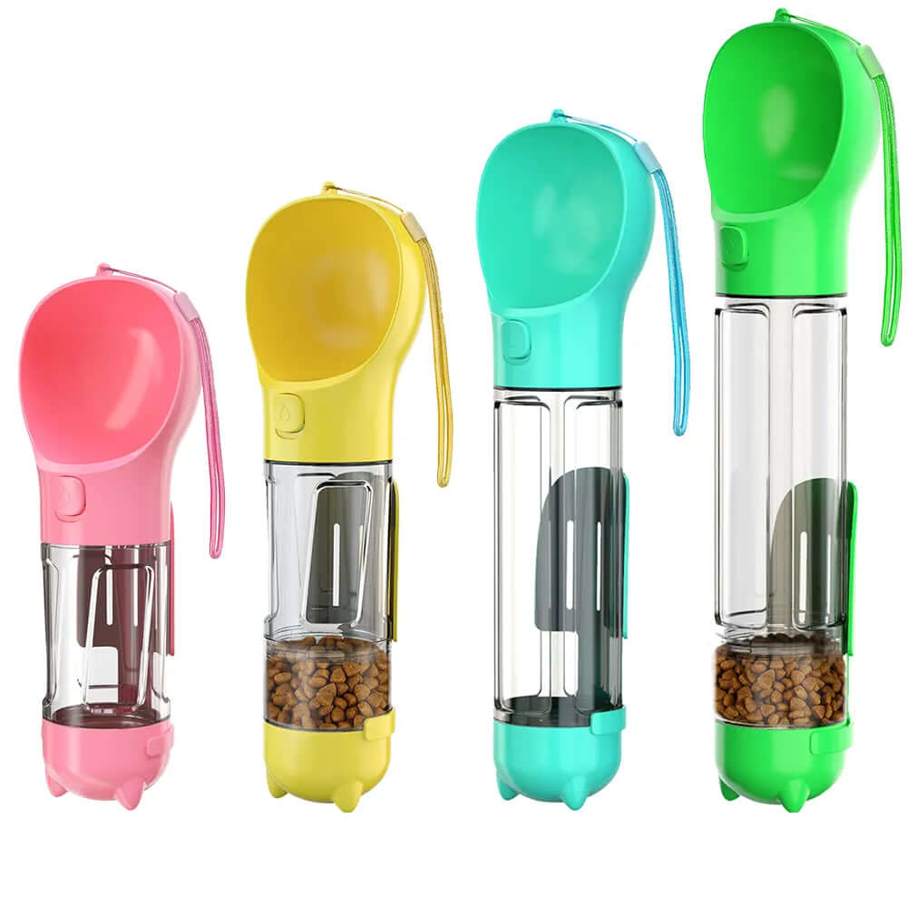 3-in-1 Hunde Trinkflasche Wassernapf Futterbehälter