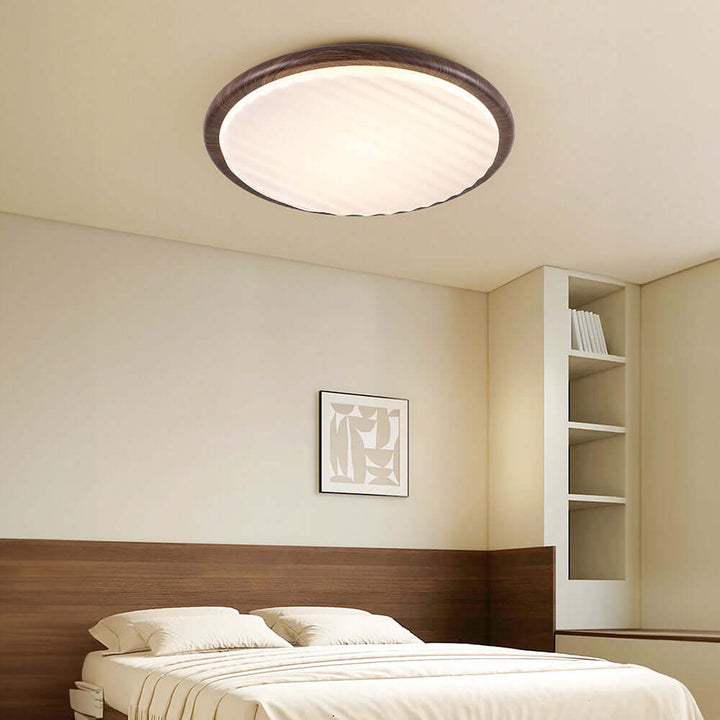 Plafonnier LED aspect bois pour chambre à coucher