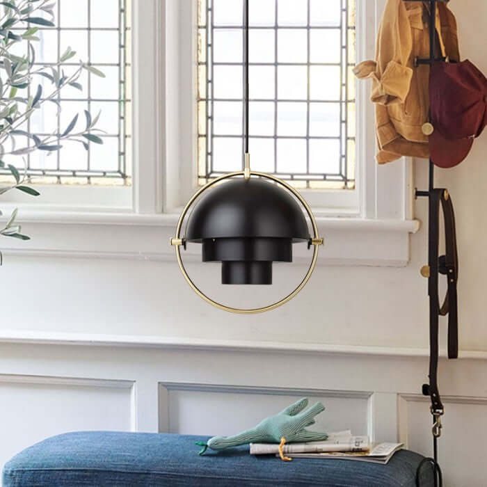 Lampe suspendue rotative multicouche en métal